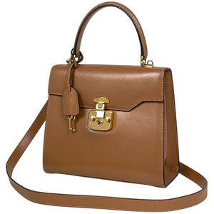 Gucci Lady Lock Handbag 2WAY 000230258 Old Leather Brown Women's